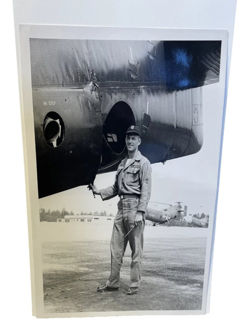 US Army Soldier with Military Transport Plane Vintage 1950s Photo Black & White